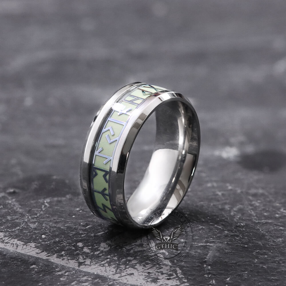 Luminous Runes Stainless Steel Ring