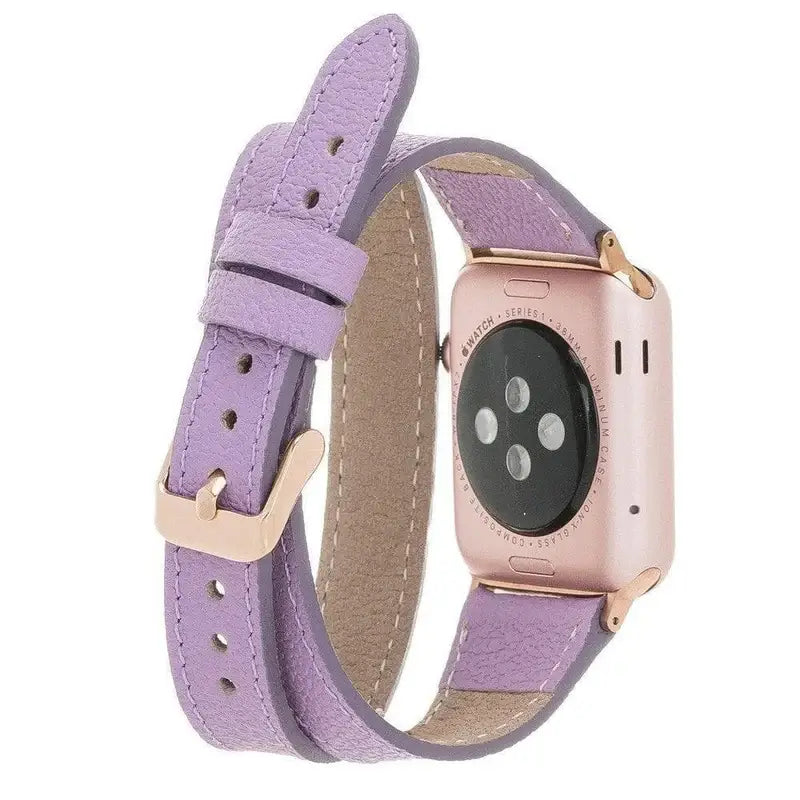Luxury Double Wrap Purple Leather Apple Watch Band - San Diego