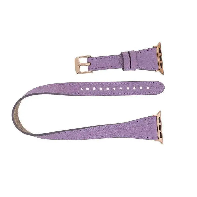 Luxury Double Wrap Purple Leather Apple Watch Band - San Diego