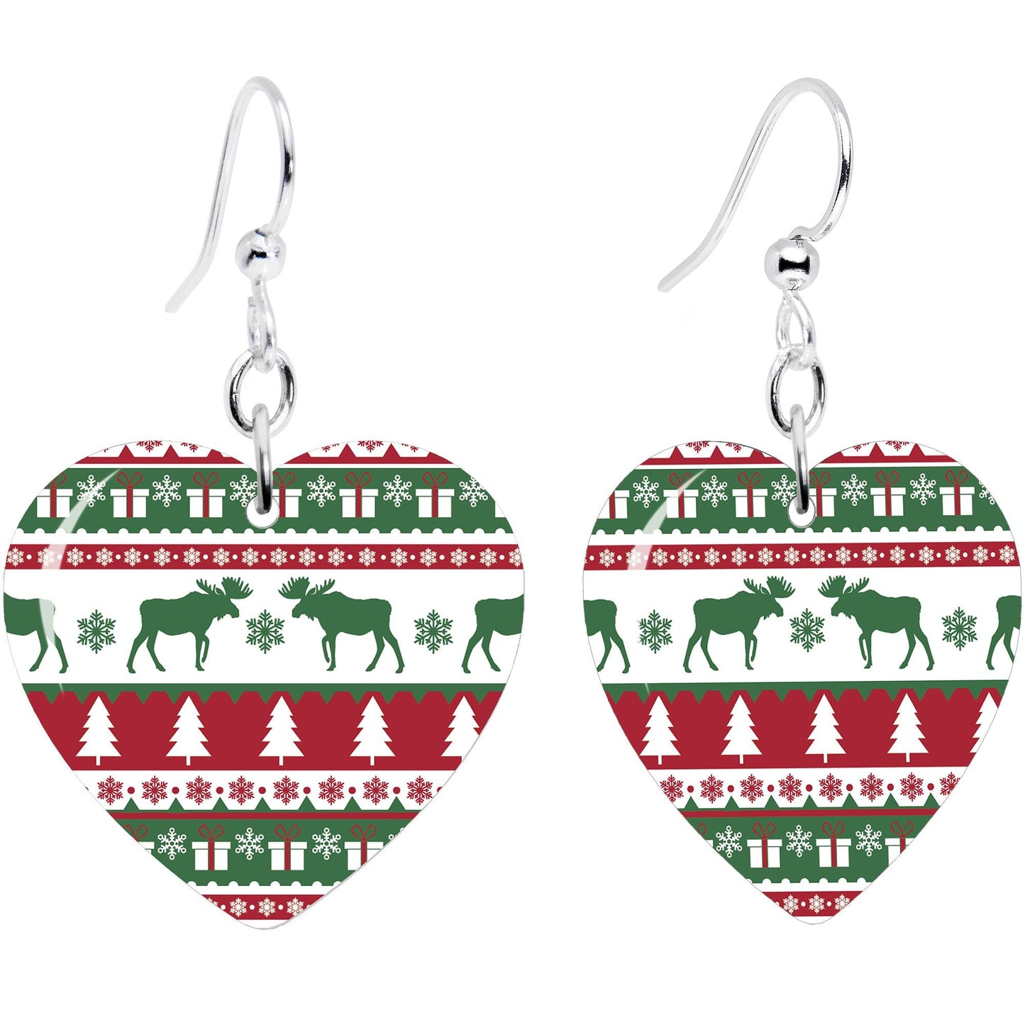 Ugly Christmas Sweater Heart Fishhook Dangle Earrings