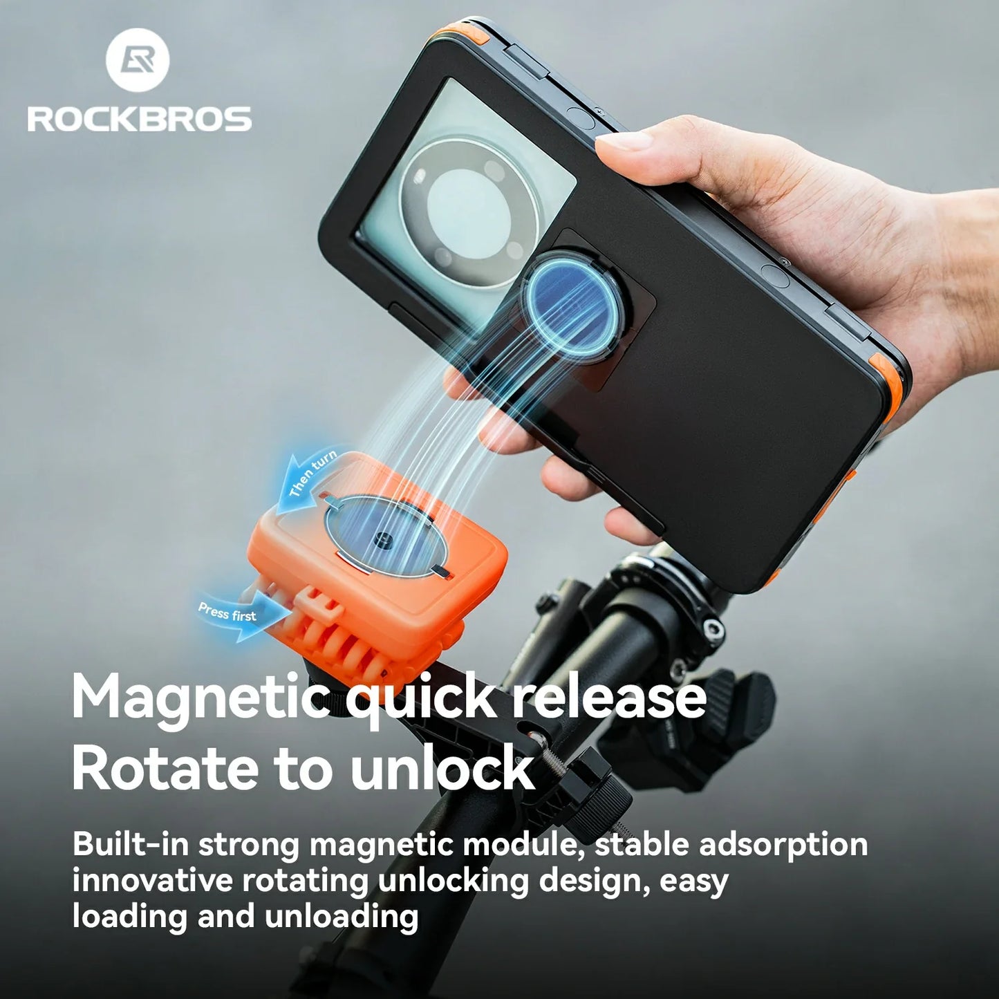 Magnetic Waterproof Bike Phone Holder Shock-Absorbing For 4.7–6.9‘’