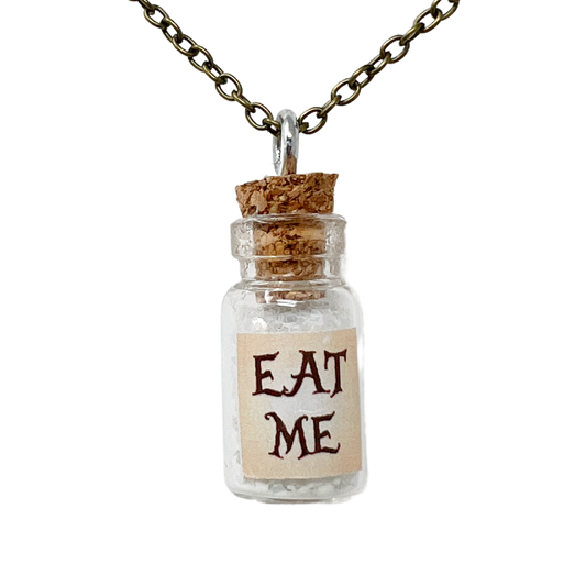 Alice in Wonderland eat me necklace