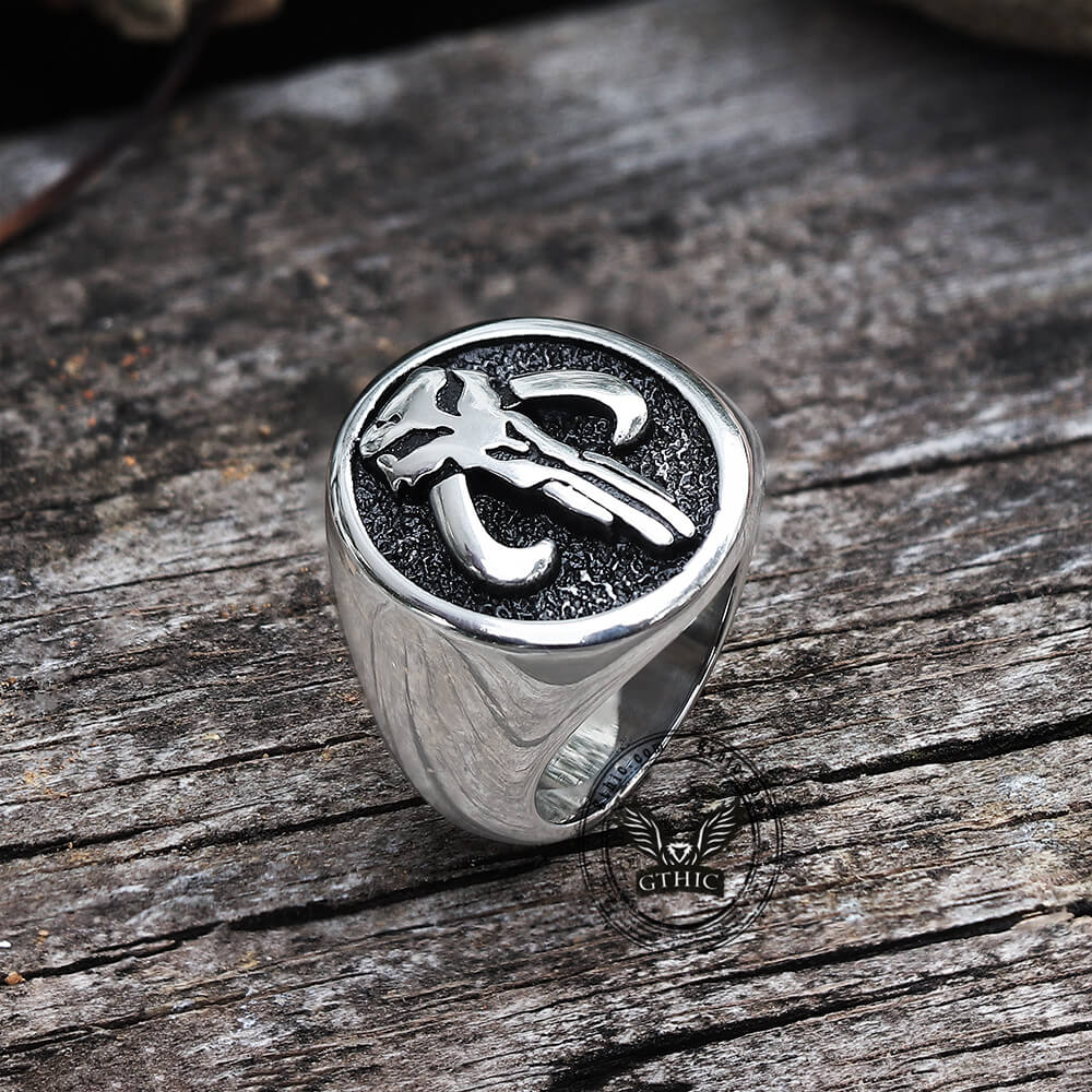 Mandalorian Symbol Stainless Steel Skull Ring
