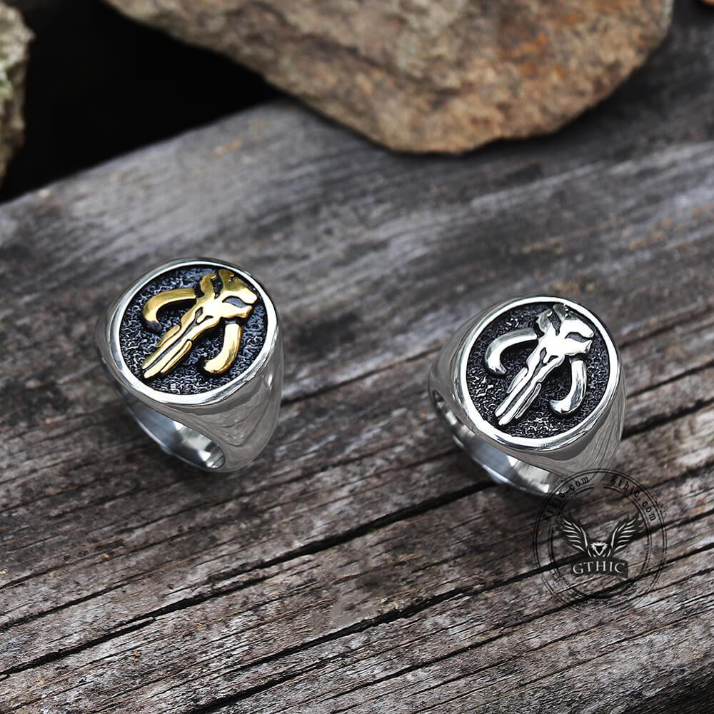 Mandalorian Symbol Stainless Steel Skull Ring