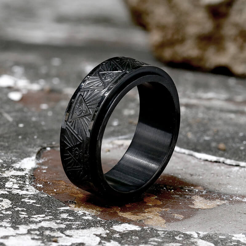 Masonic Eye Of Providence Stainless Steel Spinner Ring