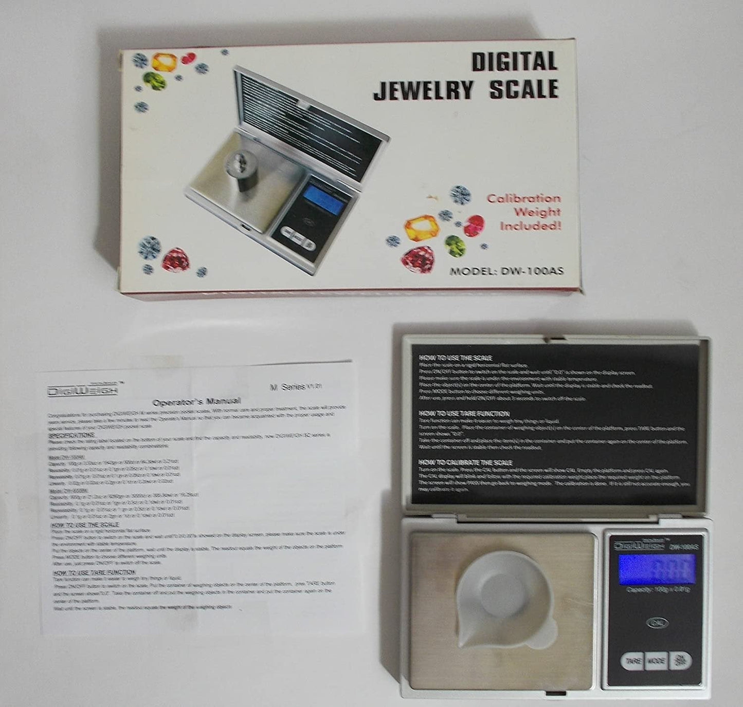 DigiWeigh DW-100AS Pocket Digital Scale – 100g x 0.01g | Precision Jewelry & Gem Scale for Gold, Gems, Reloading, Coins, Specimens