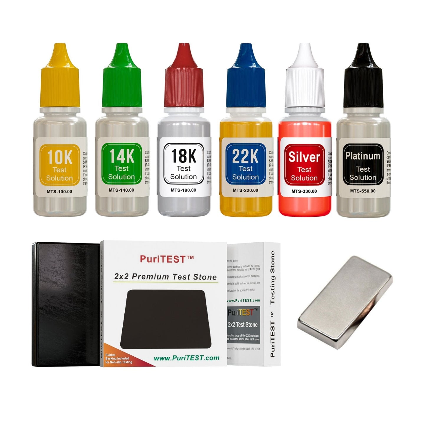 Gold Silver Test Kit 10K 14K 18K 22K 24K 999 Platinum Jewelry with Rare Earth Magnet