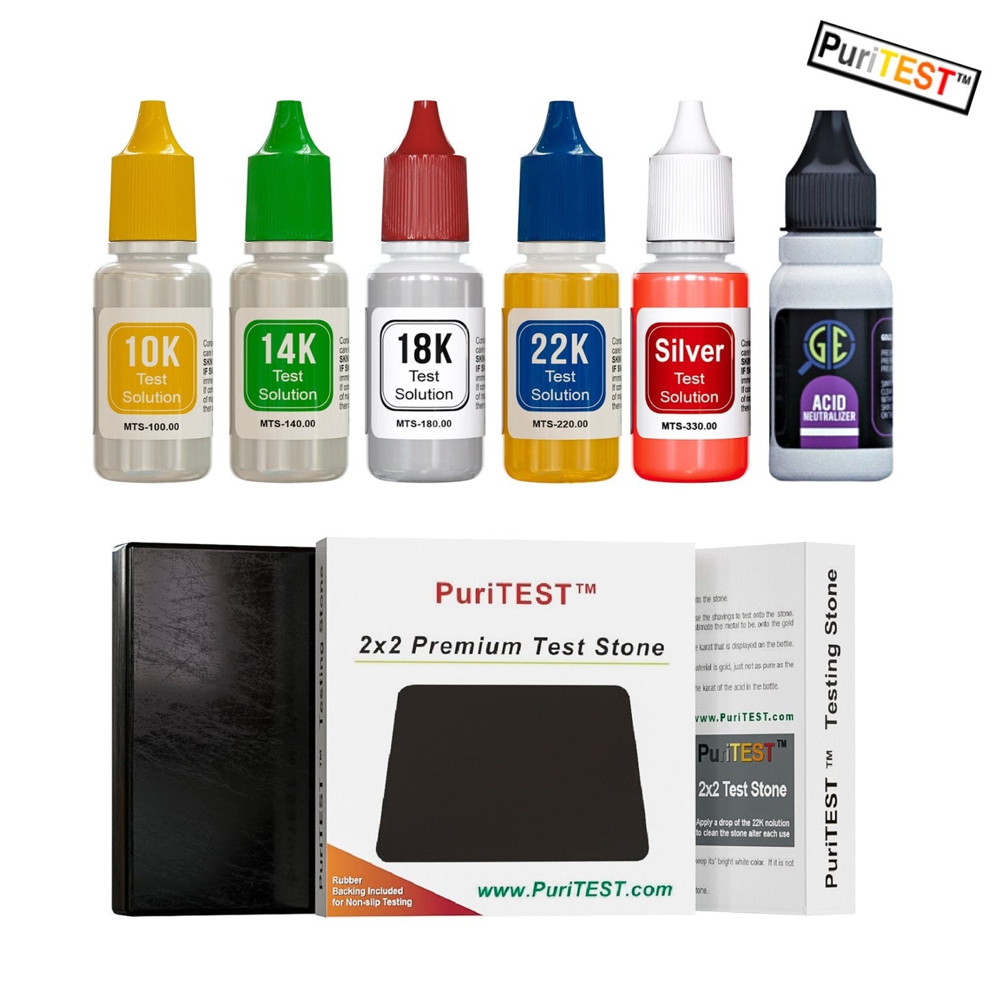 PuriTEST 10K 14K 18K 24k Gold & Silver Test Acid Jewelry Testing Kit with Neutralizer