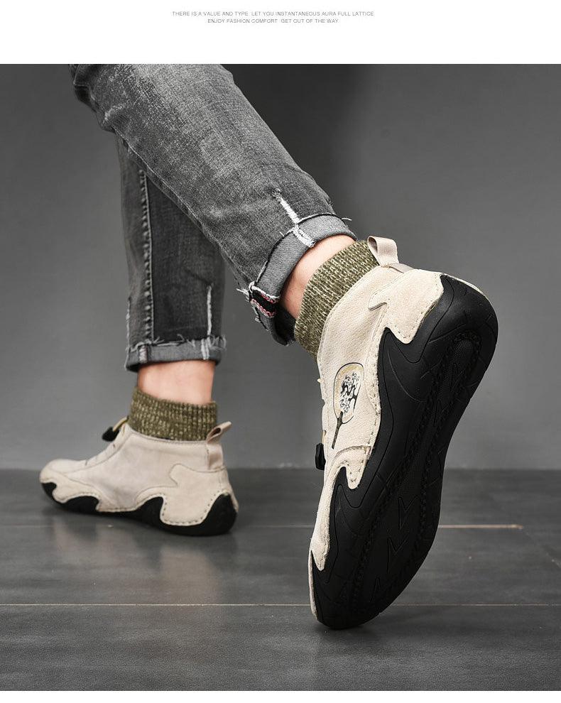 Men Beige Casual Shoes Outdoor Comfy Walking Sneakers Fashion All-Match Sneakers Breathable Cloth Casual Sports Flats Men Lightweight Outdoor Running Sneakers