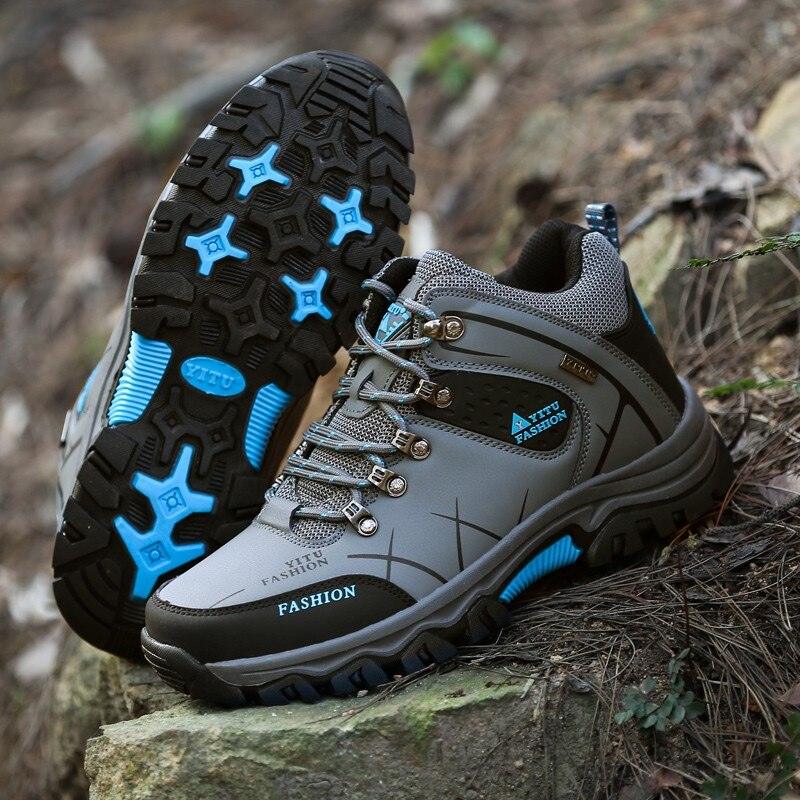 Men's Winter Snow Boots Waterproof Leather Sports Super Warm Men's Boots Outdoor Hiking Boots Work Travel Shoes Trail Climbing Shoes Lace Up Anti-Slip Waterproof Working Outdoor Boots