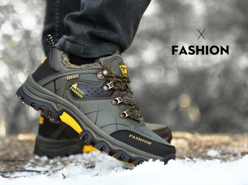 Men's Winter Snow Boots Waterproof Leather Sports Super Warm Men's Boots Outdoor Hiking Boots Work Travel Shoes Trail Climbing Shoes Lace Up Anti-Slip Waterproof Working Outdoor Boots