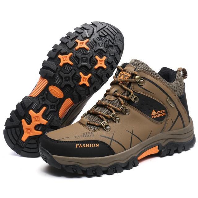 Men's Winter Snow Boots Waterproof Leather Sports Super Warm Men's Boots Outdoor Hiking Boots Work Travel Shoes Trail Climbing Shoes Lace Up Anti-Slip Waterproof Working Outdoor Boots