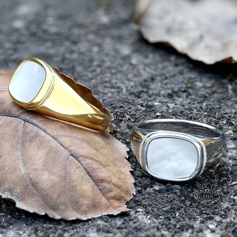 Square Shell Stainless Steel Minimalism Ring