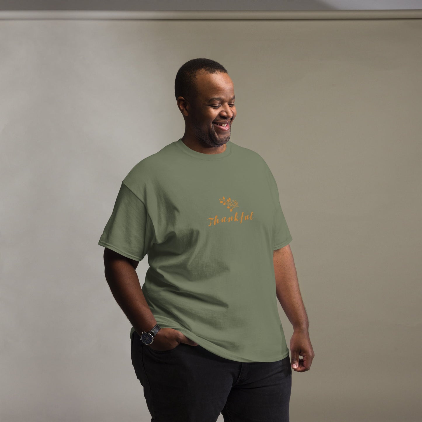 Thankful Men's classic Tee Shirt / Thanksgiving Holiday T-Shirt - Lizard Vigilante