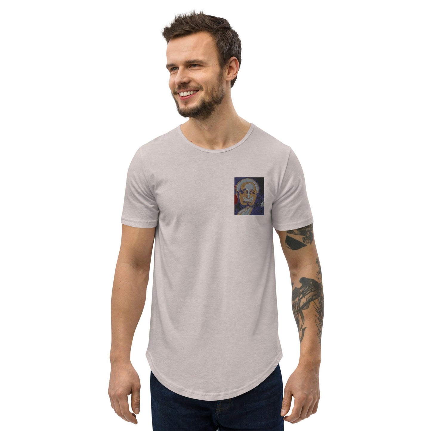 BURN ONE, Einstein! Men's Curved Hem T-Shirt - Lizard Vigilante