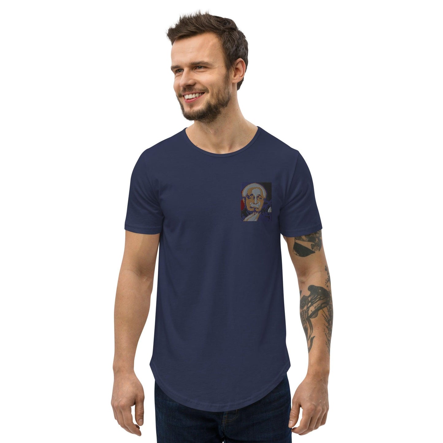 BURN ONE, Einstein! Men's Curved Hem T-Shirt - Lizard Vigilante