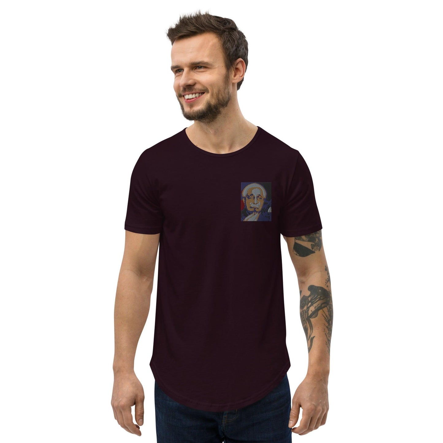 BURN ONE, Einstein! Men's Curved Hem T-Shirt - Lizard Vigilante