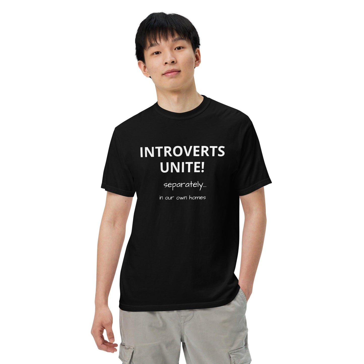 INTROVERTS UNITE! Men’s garment-dyed heavyweight t-shirt - Lizard Vigilante