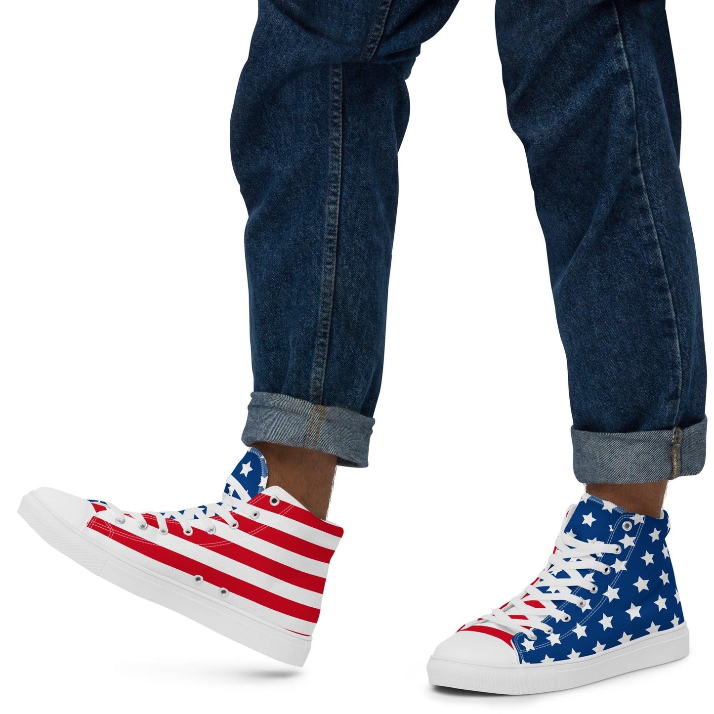 American Flag Men’s high top canvas shoes - Lizard Vigilante