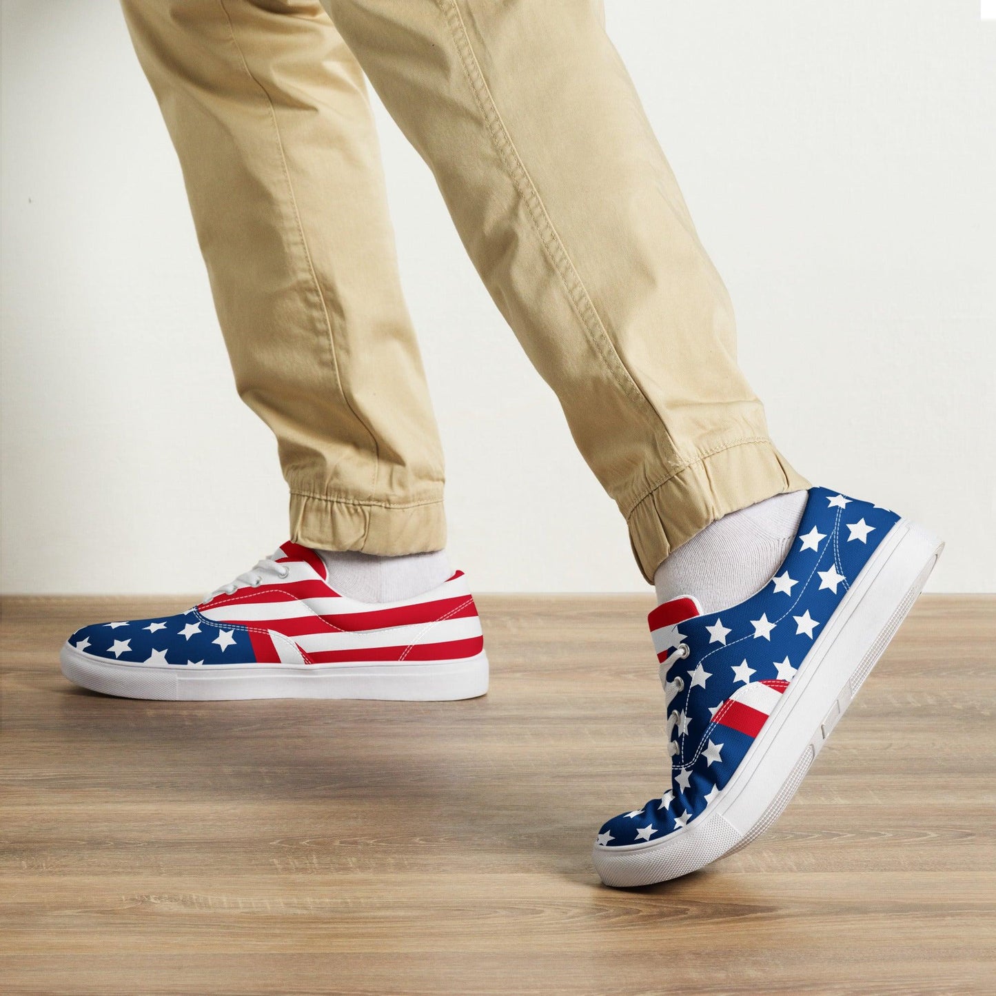 American Flag Men’s lace-up canvas shoes - Lizard Vigilante