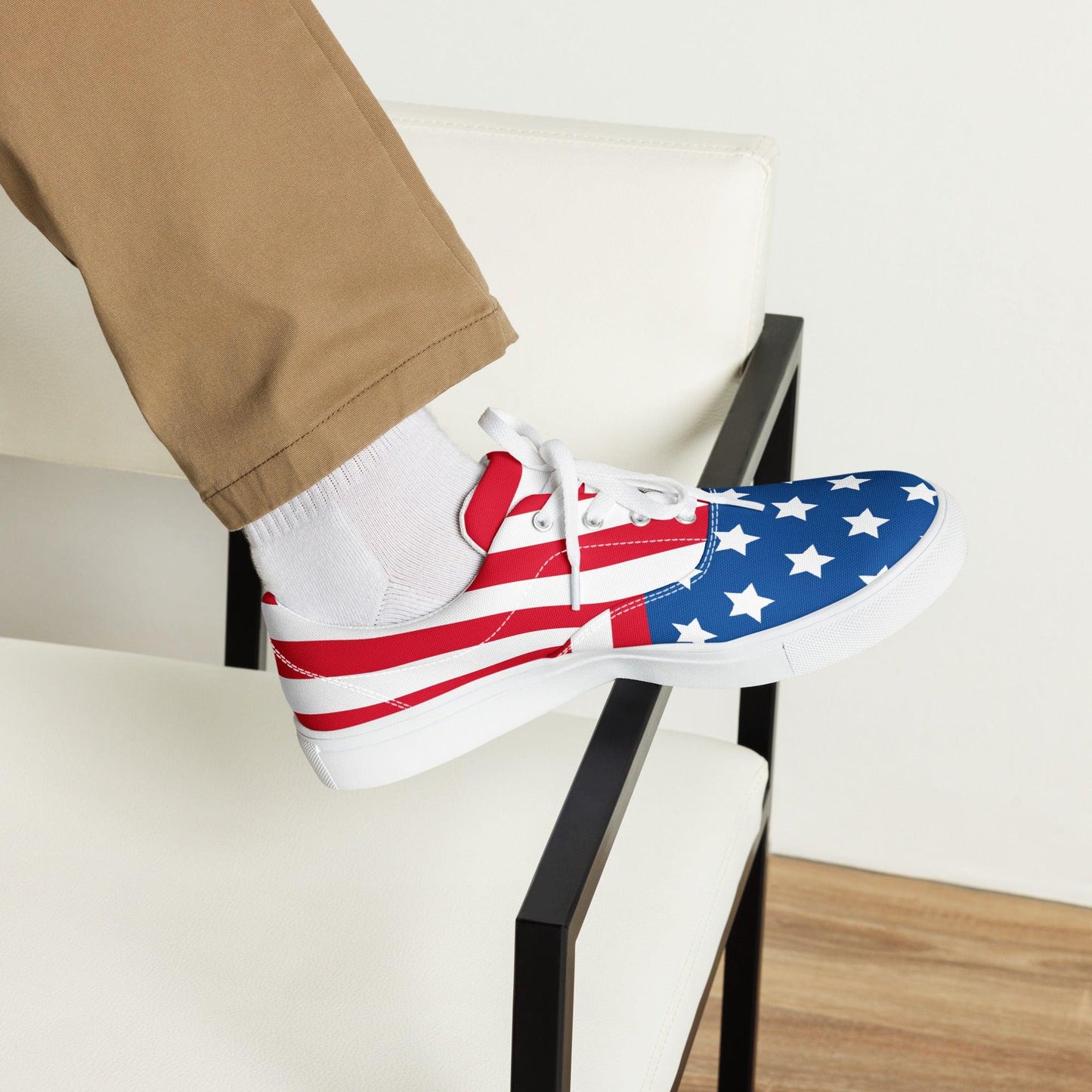 American Flag Men’s lace-up canvas shoes - Lizard Vigilante