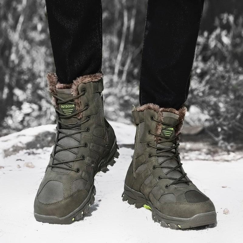 Mens Outdoor Sports Hiking Boots Wear Resisting Work Shoes Footwear Mountain Sport Mid-Cut Black Hiking Boots Outdoor Mountaineering Outdoor Winter Shoes