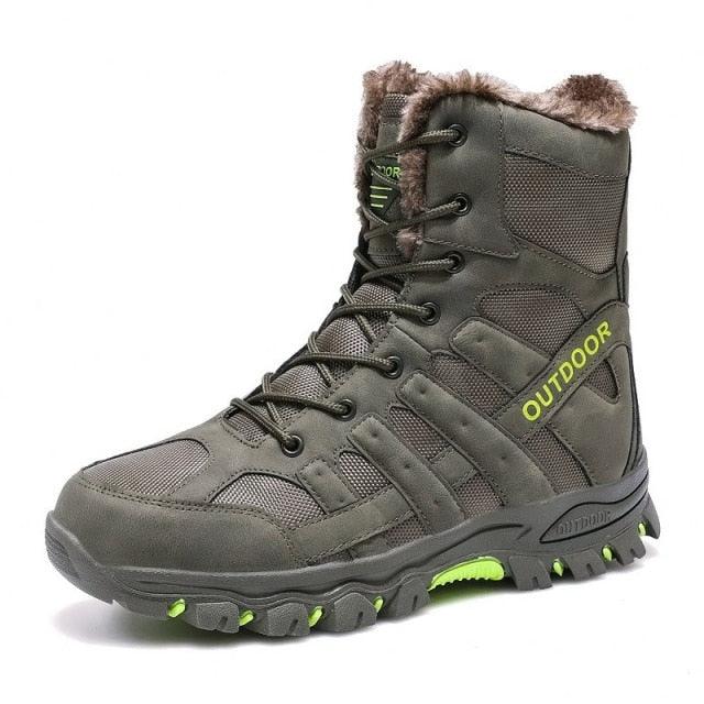 Mens Outdoor Sports Hiking Boots Wear Resisting Work Shoes Footwear Mountain Sport Mid-Cut Black Hiking Boots Outdoor Mountaineering Outdoor Winter Shoes