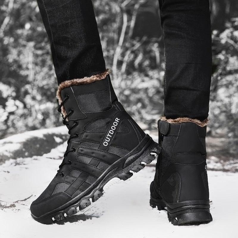 Mens Outdoor Sports Hiking Boots Wear Resisting Work Shoes Footwear Mountain Sport Mid-Cut Black Hiking Boots Outdoor Mountaineering Outdoor Winter Shoes