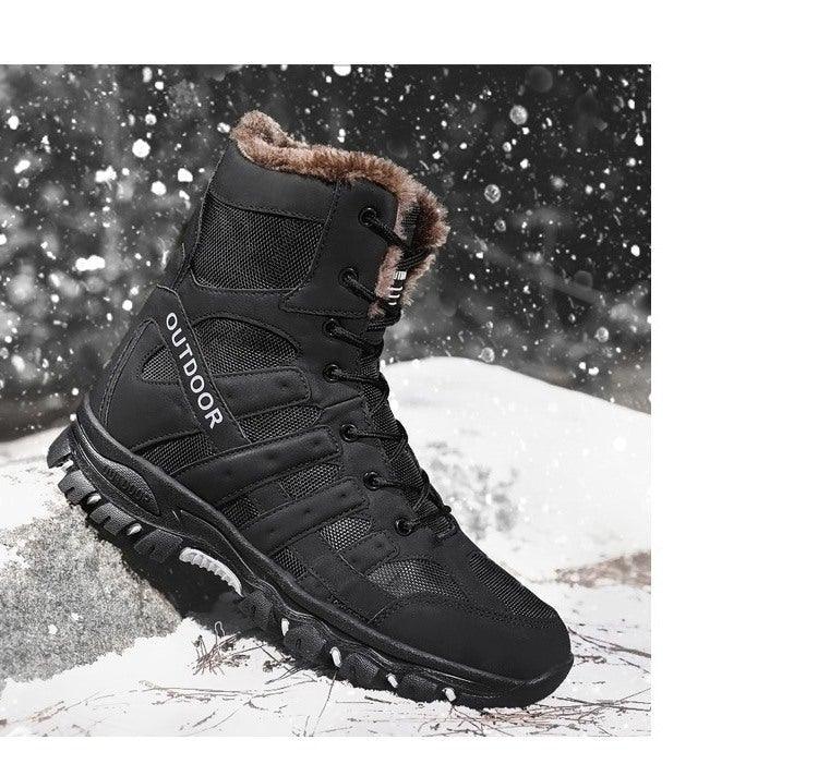Mens Outdoor Sports Hiking Boots Wear Resisting Work Shoes Footwear Mountain Sport Mid-Cut Black Hiking Boots Outdoor Mountaineering Outdoor Winter Shoes