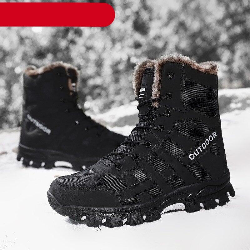 Mens Outdoor Sports Hiking Boots Wear Resisting Work Shoes Footwear Mountain Sport Mid-Cut Black Hiking Boots Outdoor Mountaineering Outdoor Winter Shoes