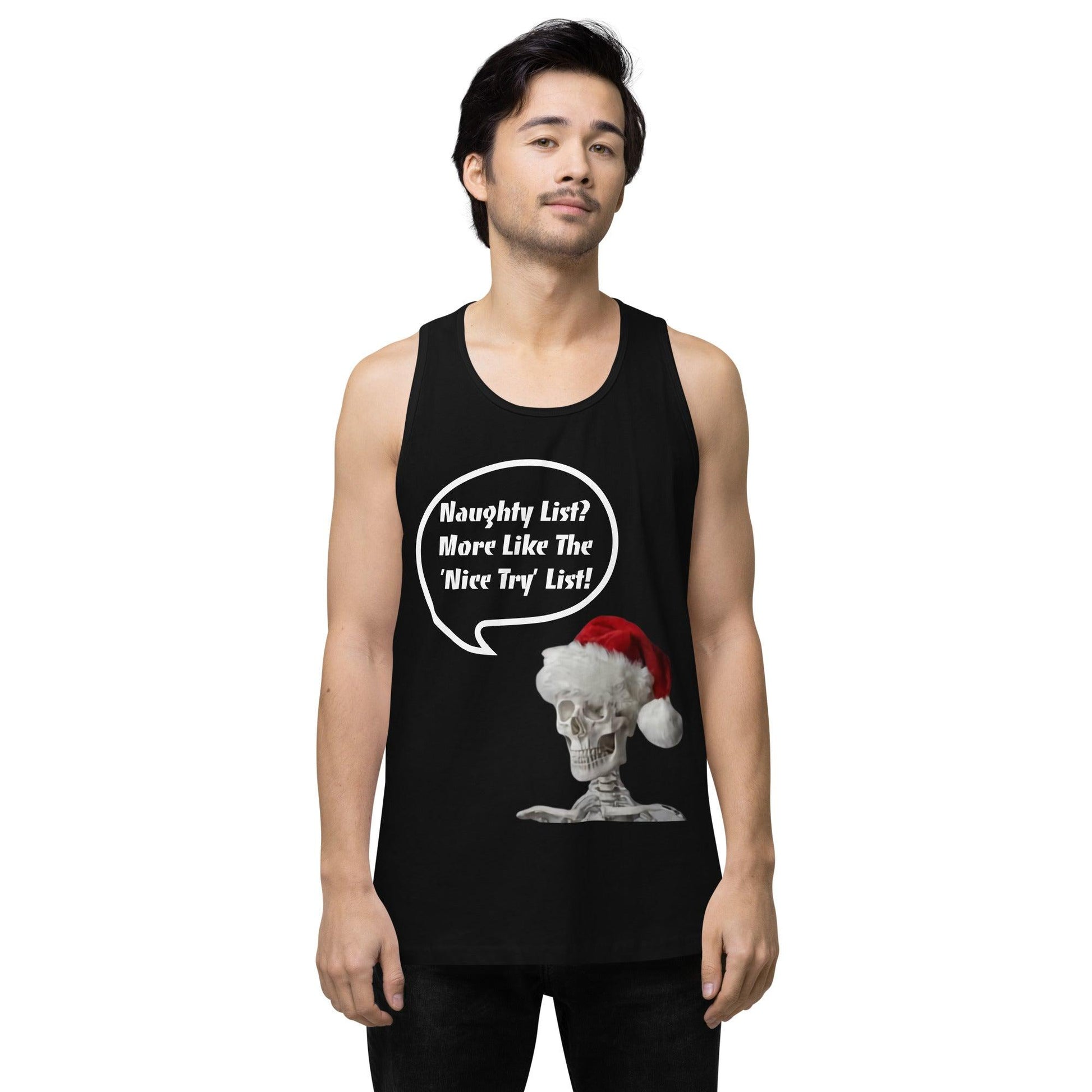 Naughty List? Men’s premium tank top / Christmas Holiday Tank Shirt - Lizard Vigilante