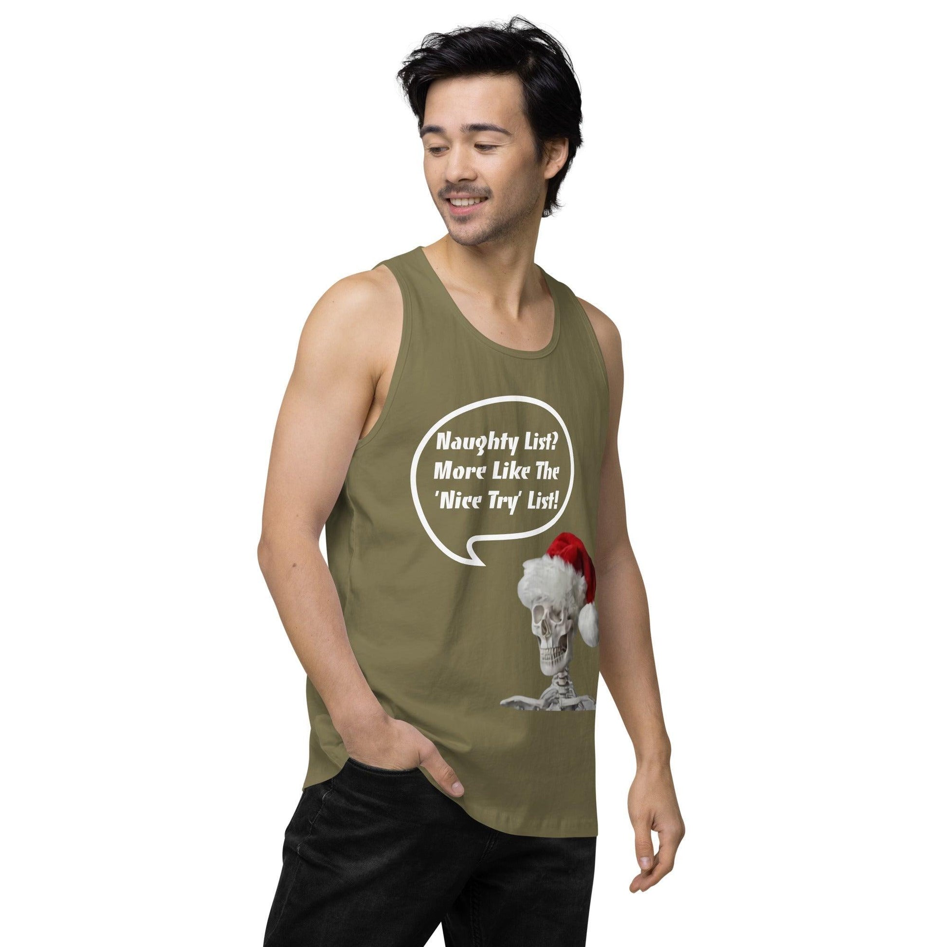 Naughty List? Men’s premium tank top / Christmas Holiday Tank Shirt - Lizard Vigilante