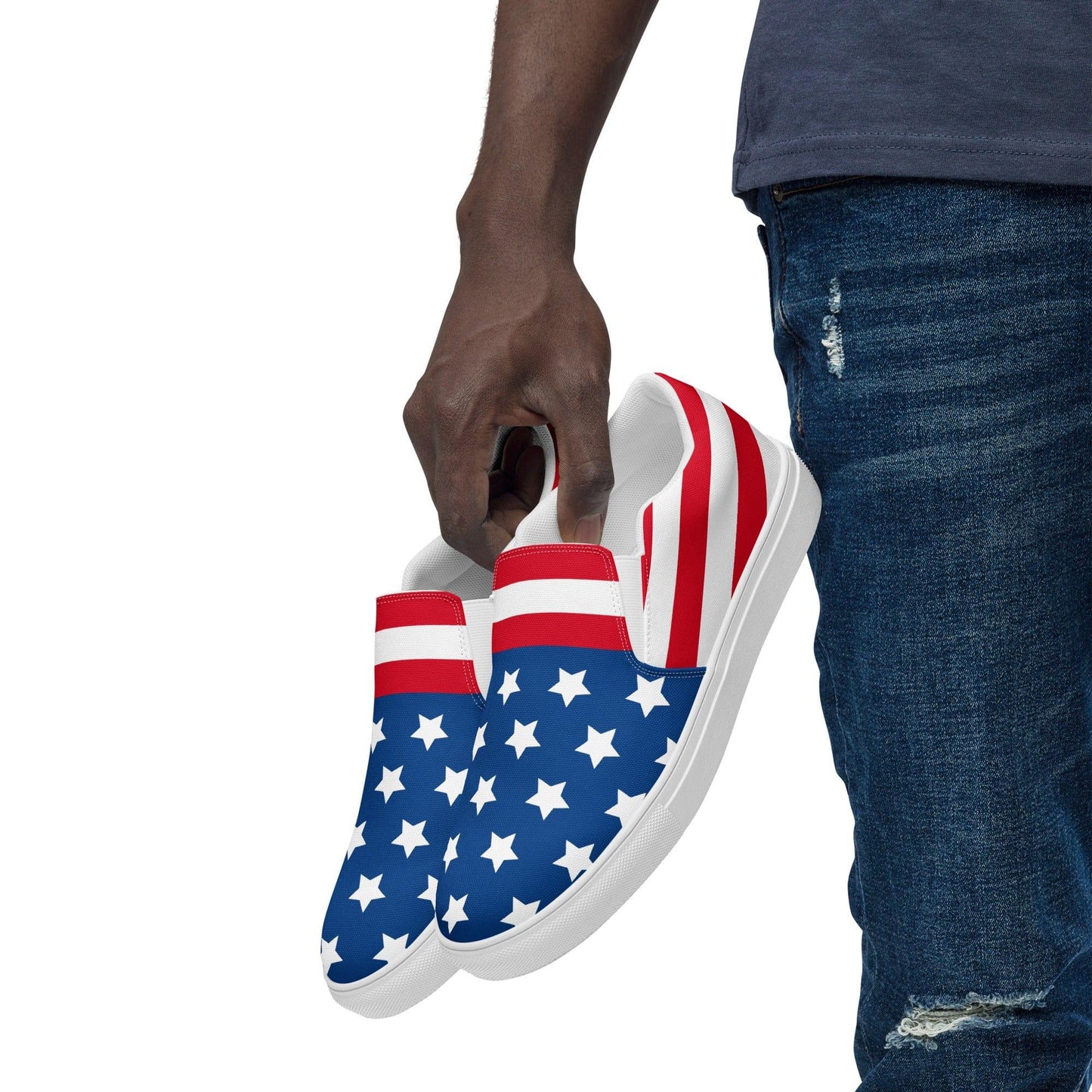 American Flag Men’s slip-on canvas shoes - Lizard Vigilante