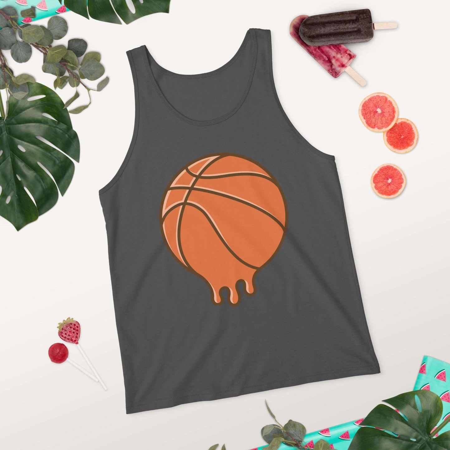 Hot Off the Court: Melting Basketball Unisex Tank Top - Perfect Blend of Style and Sportsmanship! - Lizard Vigilante