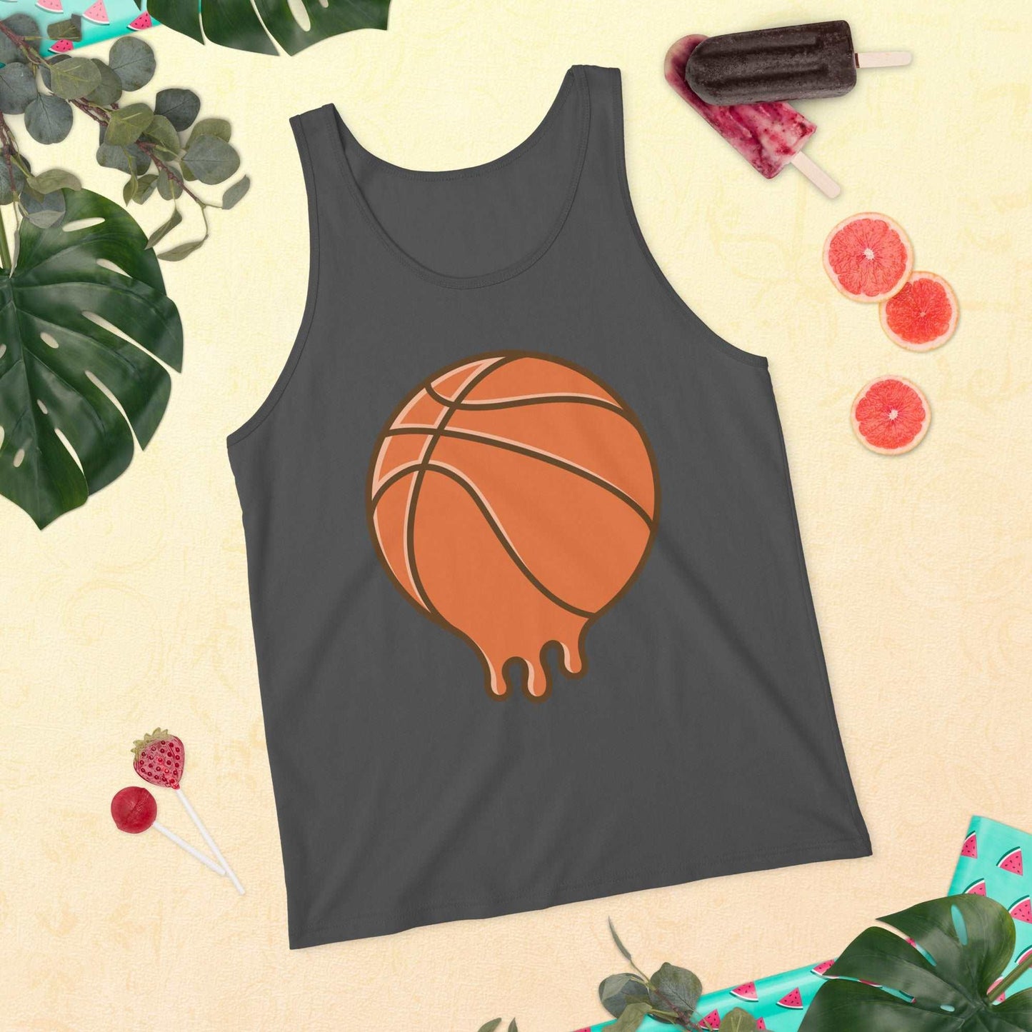 Hot Off the Court: Melting Basketball Unisex Tank Top - Perfect Blend of Style and Sportsmanship! - Lizard Vigilante