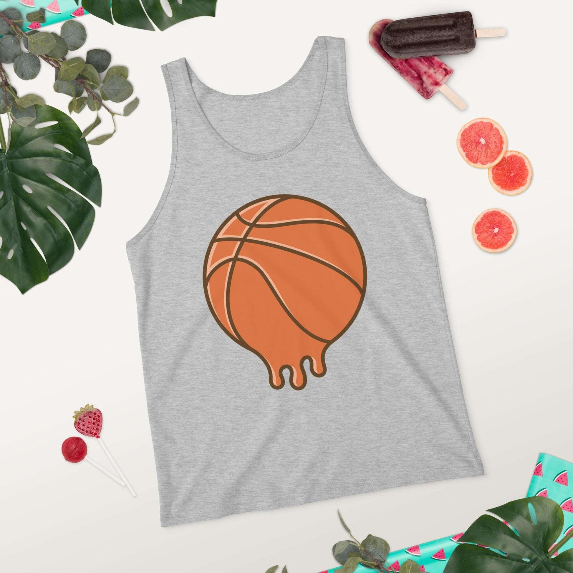 Hot Off the Court: Melting Basketball Unisex Tank Top - Perfect Blend of Style and Sportsmanship! - Lizard Vigilante