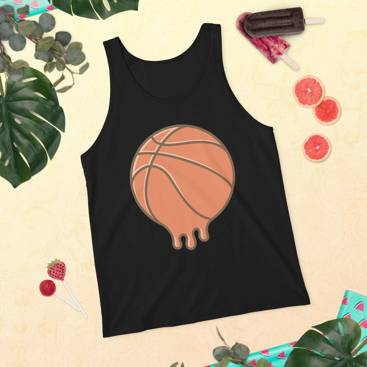 Hot Off the Court: Melting Basketball Unisex Tank Top - Perfect Blend of Style and Sportsmanship! - Lizard Vigilante