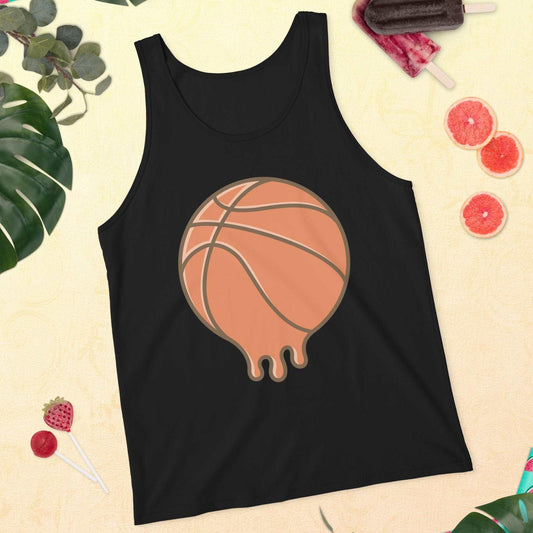 Hot Off the Court: Melting Basketball Unisex Tank Top - Perfect Blend of Style and Sportsmanship! - Lizard Vigilante