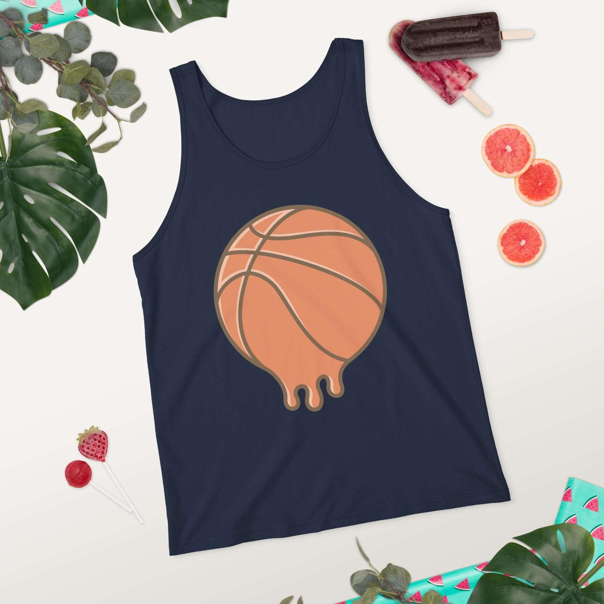 Hot Off the Court: Melting Basketball Unisex Tank Top - Perfect Blend of Style and Sportsmanship! - Lizard Vigilante