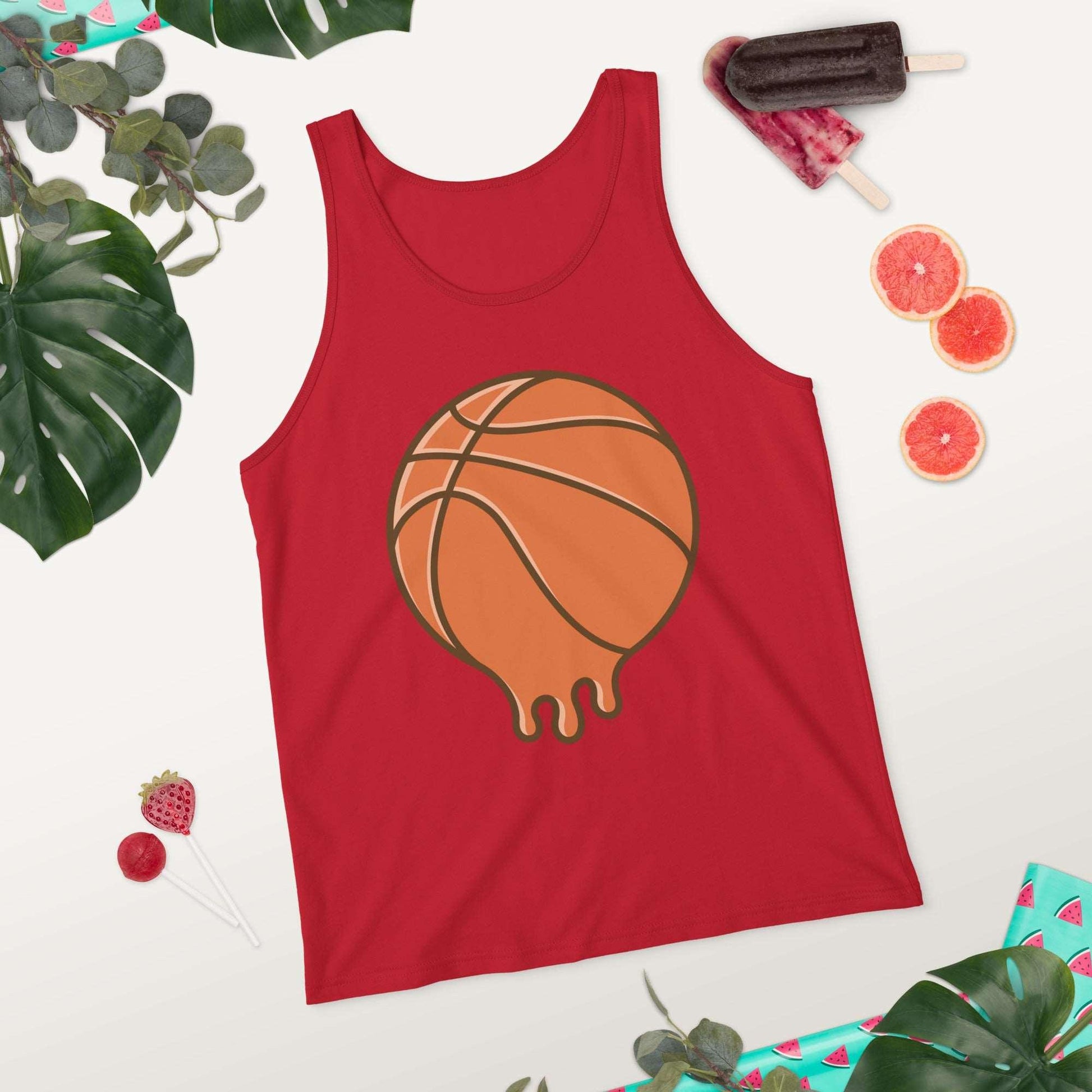 Hot Off the Court: Melting Basketball Unisex Tank Top - Perfect Blend of Style and Sportsmanship! - Lizard Vigilante