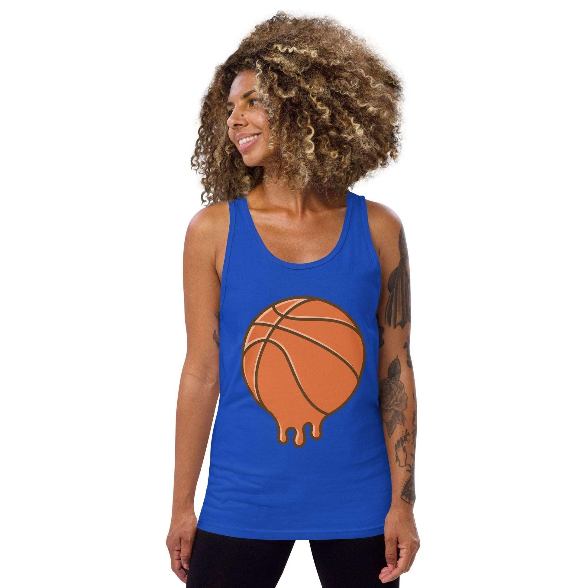 Hot Off the Court: Melting Basketball Unisex Tank Top - Perfect Blend of Style and Sportsmanship! - Lizard Vigilante