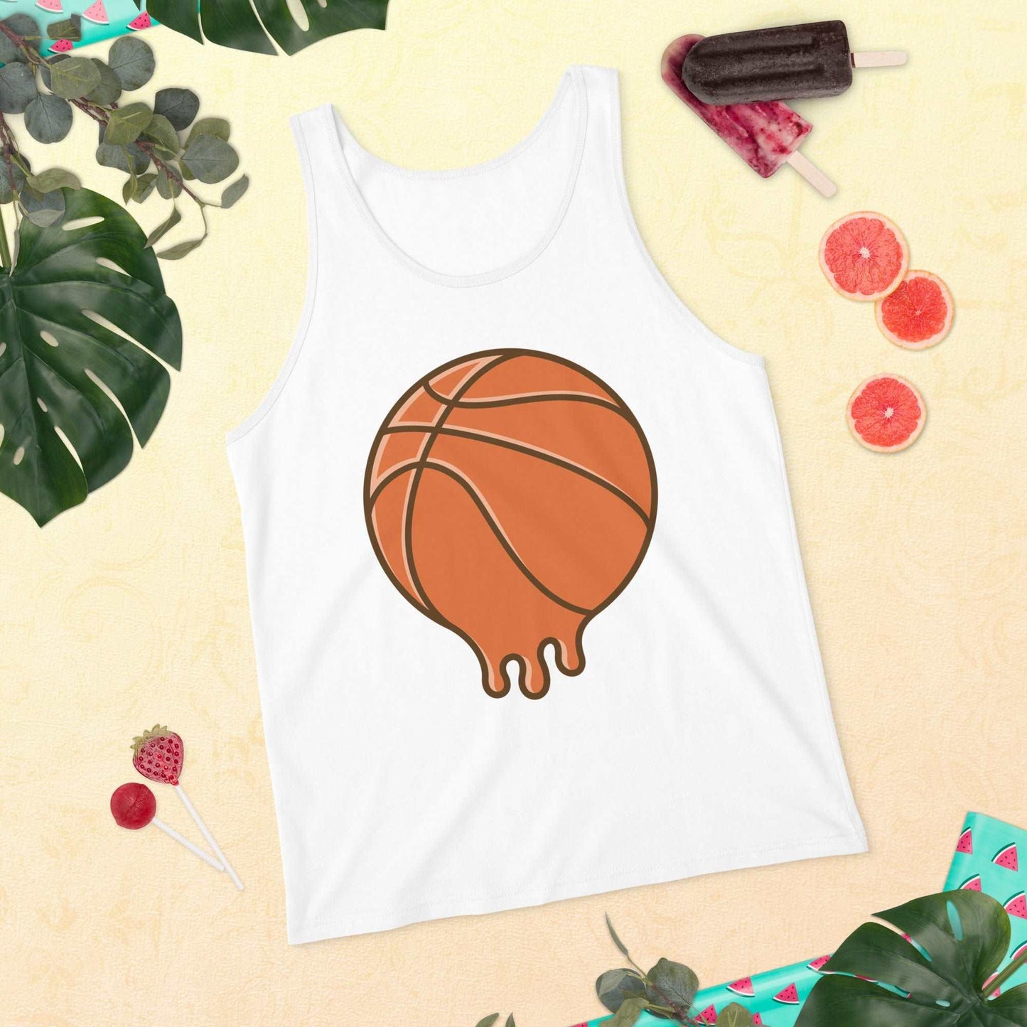 Hot Off the Court: Melting Basketball Unisex Tank Top - Perfect Blend of Style and Sportsmanship! - Lizard Vigilante