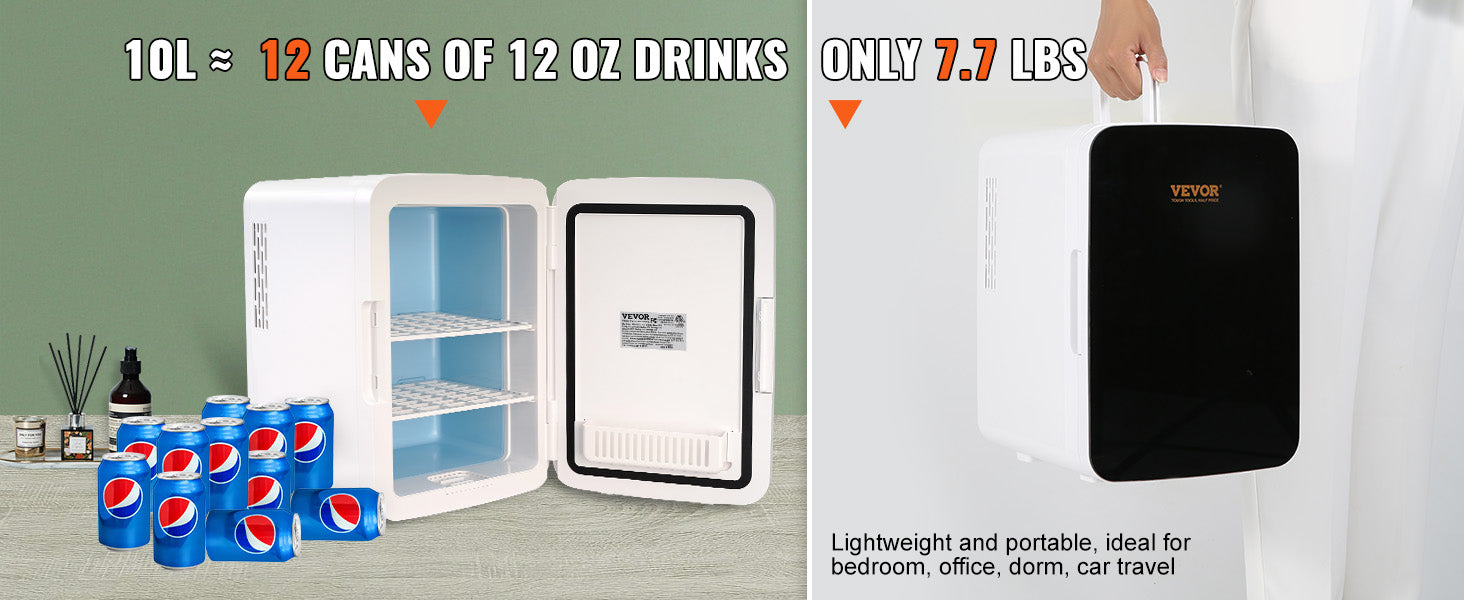 VEVOR 10L Car Refrigerator Mini Portable Skincare Fridge Cooling Freezer Food Drink Storage Box Container for Home Car Bar Use - Premium  from Lizard Vigilante - Just $128.99! Shop now at Lizard Vigilante