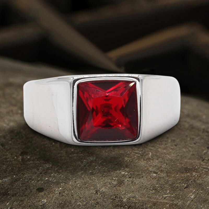 Minimalist Birthstone Stainless Steel Ring