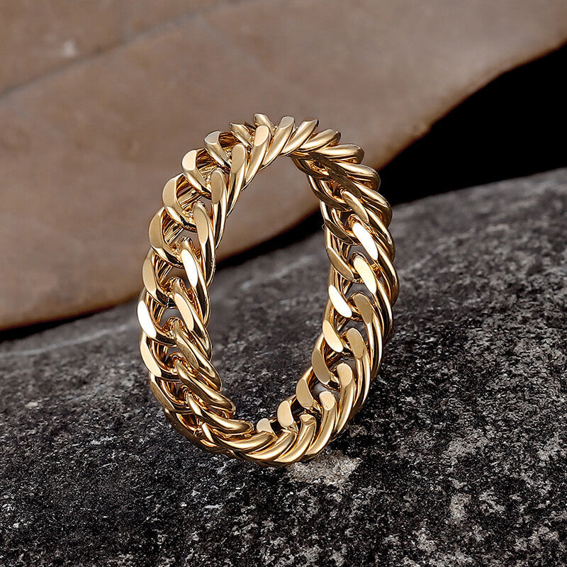 Minimalist Double Weave Chain Stainless Steel Ring