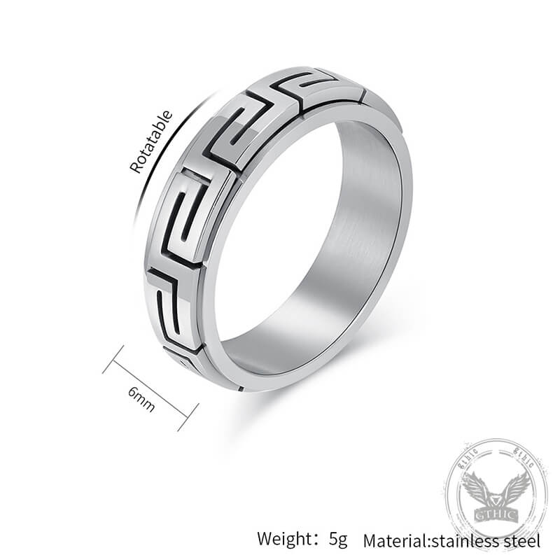 Minimalist Great Wall Pattern Stainless Steel Spinner Ring