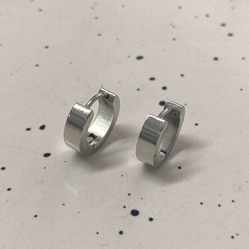 Minimalist Solid Color Stainless Steel Huggie Earrings