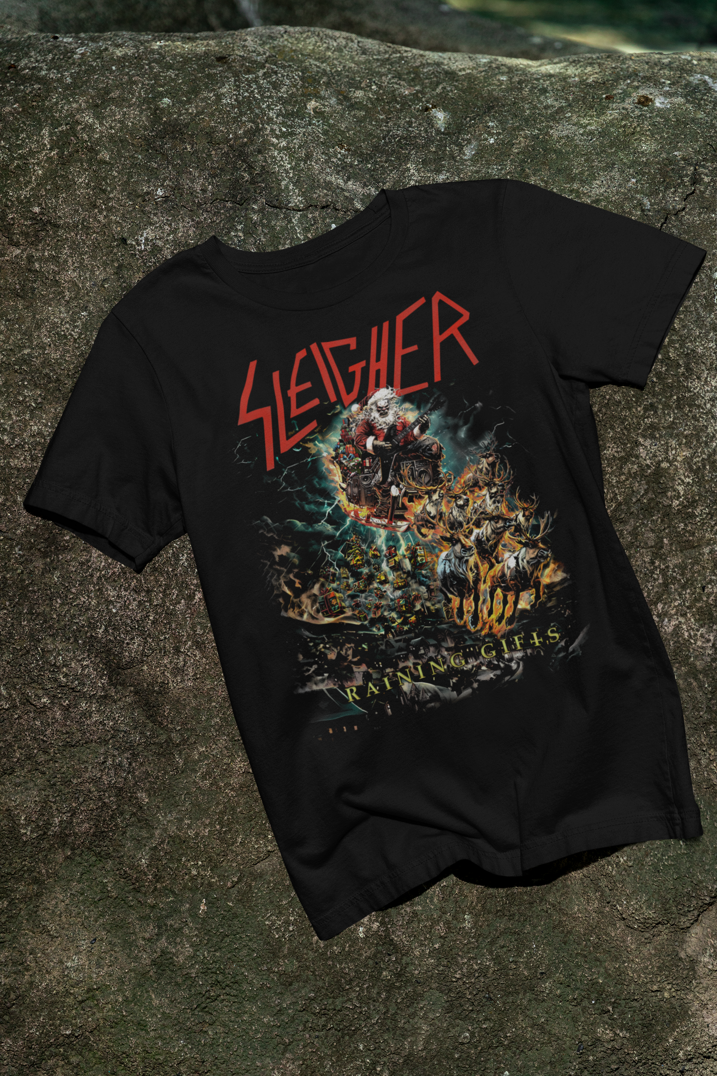 Sleigher Raining Toys - Death Metal Christmas Tee