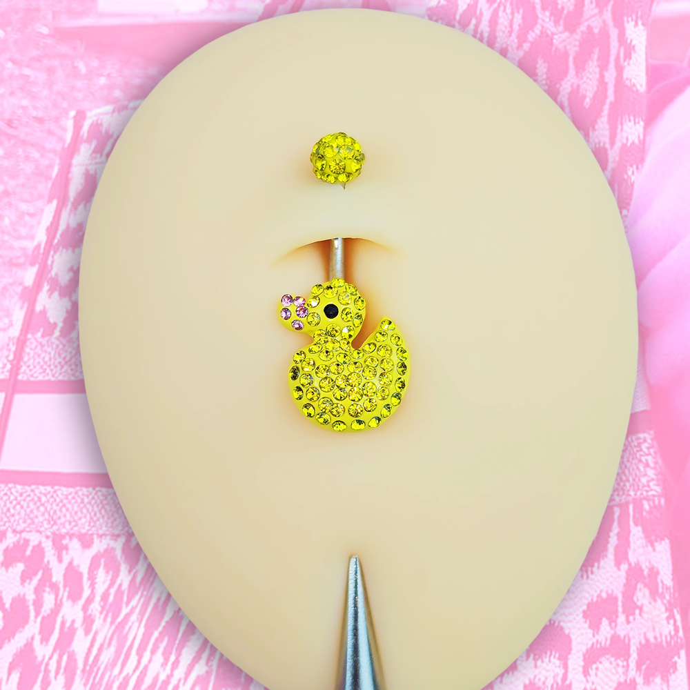Sydney Belle Girlfriend Collection Yellow Pink CZ Gem Rubber Duck Ducky Belly Ring