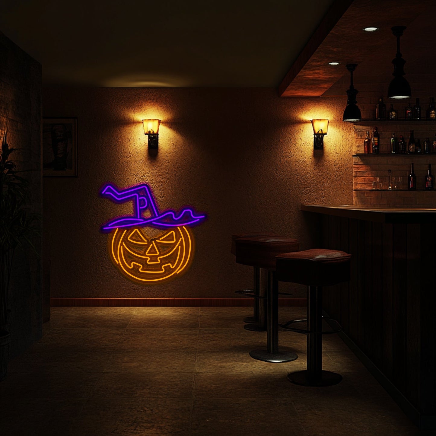 Pumpkin  Metal Neon Wall Art- LN0212